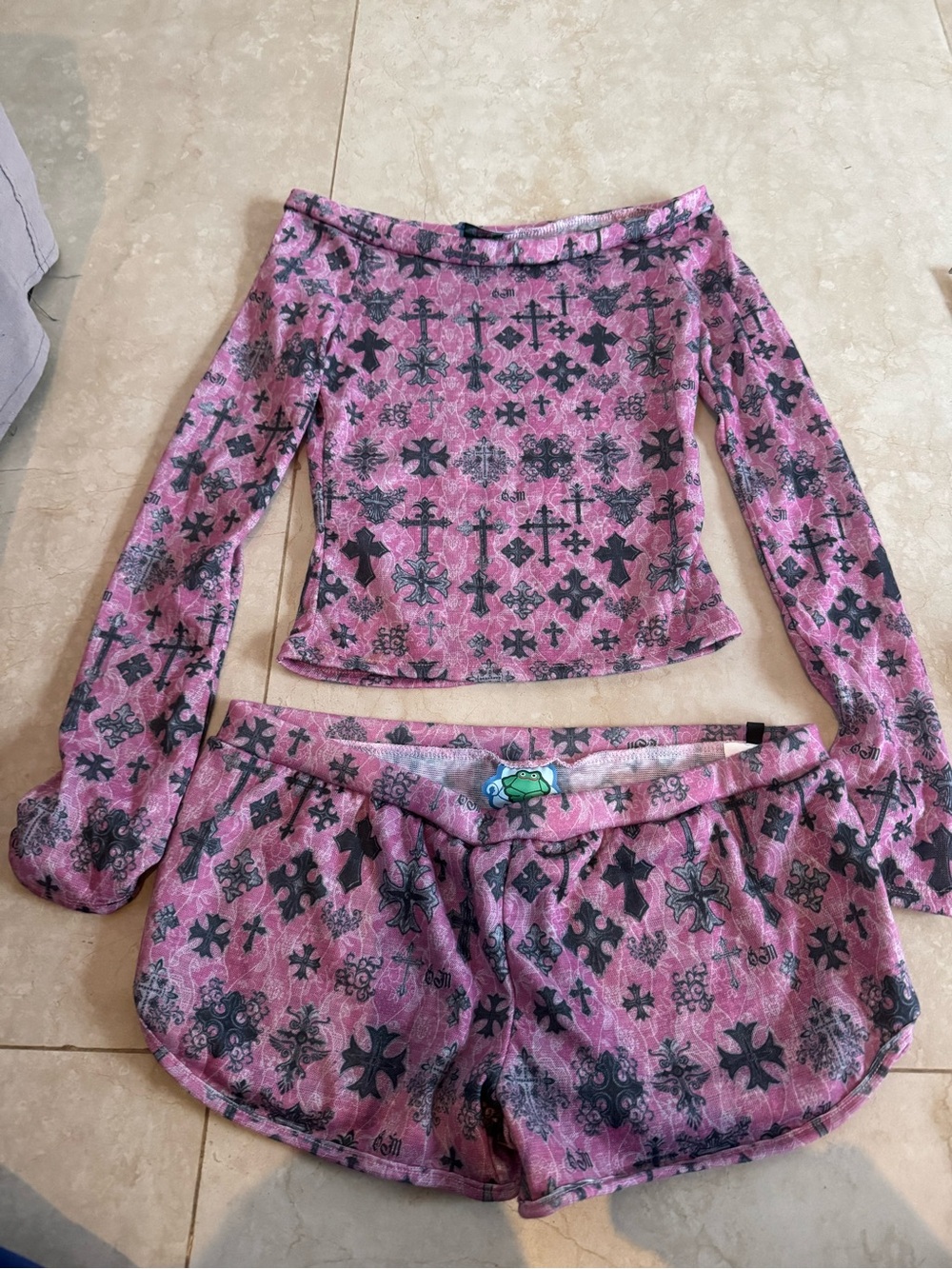 omighty Pink Patterned Long Sleeve Top